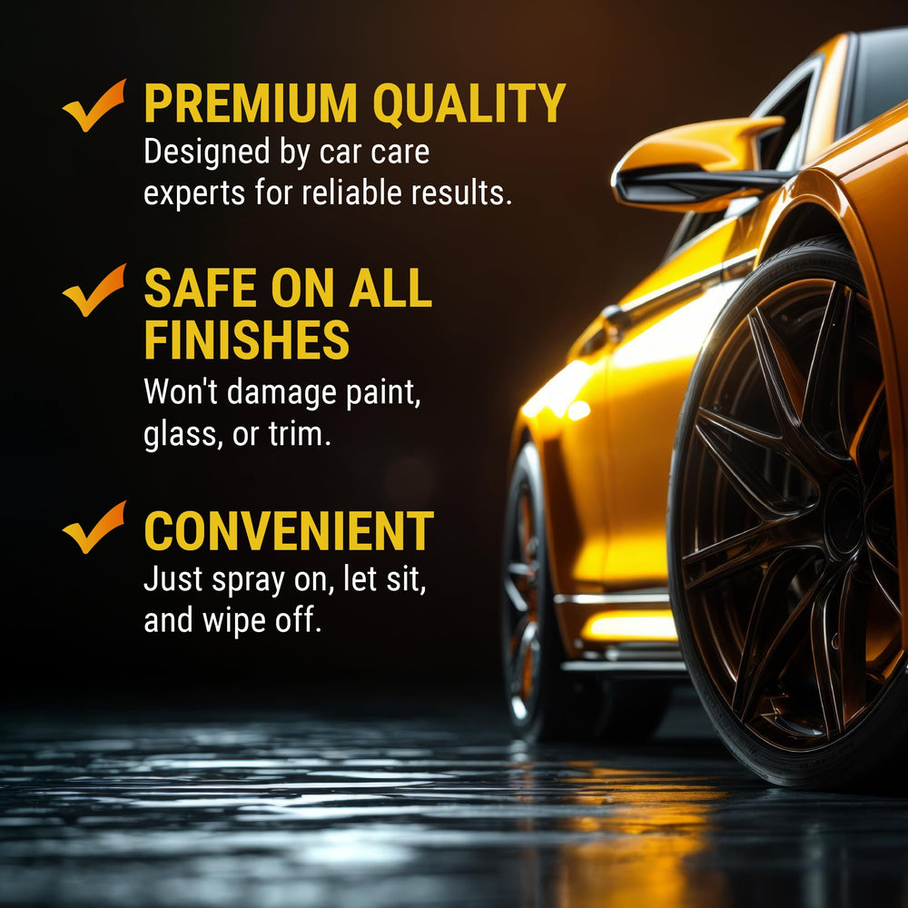 Bottle spray on bumper illustrating easy wipe-clean results
