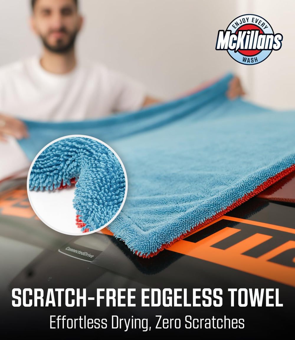 McKillans 1200 GSM twisted-loop microfiber for high absorbency.