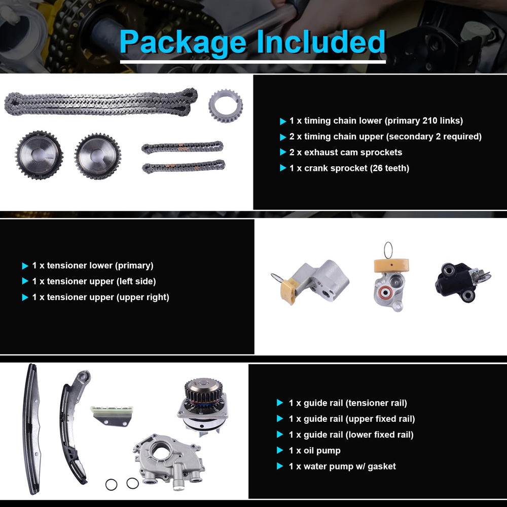 MDSAFM timing kit tensioners and guide rails reduce slack for quiet operation