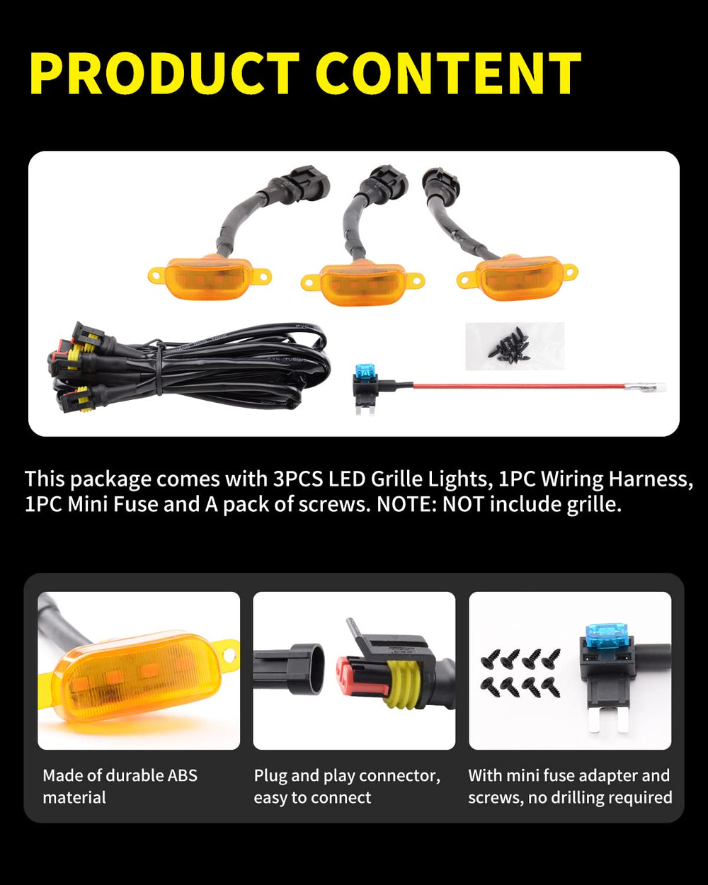 MEALAM Amber LED grille light installation demonstrates fast, drill-free fitting
