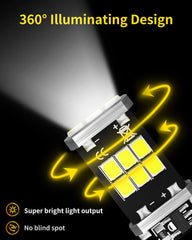 MEALAM T15 LED bulbs diagonal beam illustrating improved reversing visibility