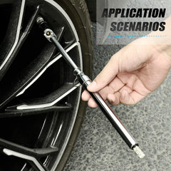 MEANLIN MEASURE polished silver gauge ready for motorcycle tire checks