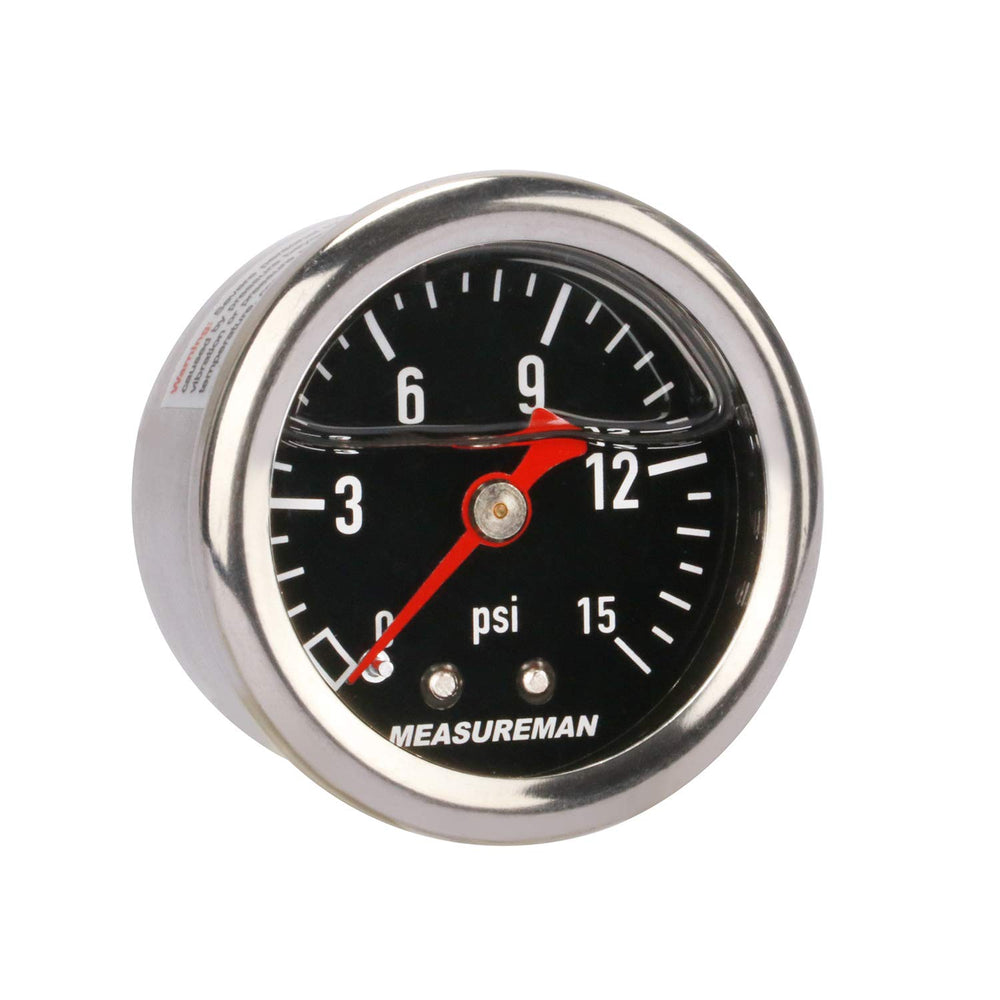 MEASUREMAN gauge close-up showing glycerin-filled, precise fuel pressure readings