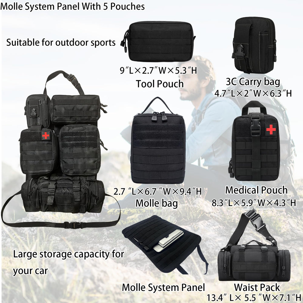 MEAUTELE tactical MOLLE bag close-up shows rugged nylon construction and durable pockets.
