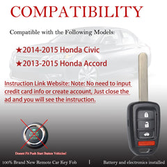 MechanMagic key fob remote for Honda Civic back view, compact replacement.
