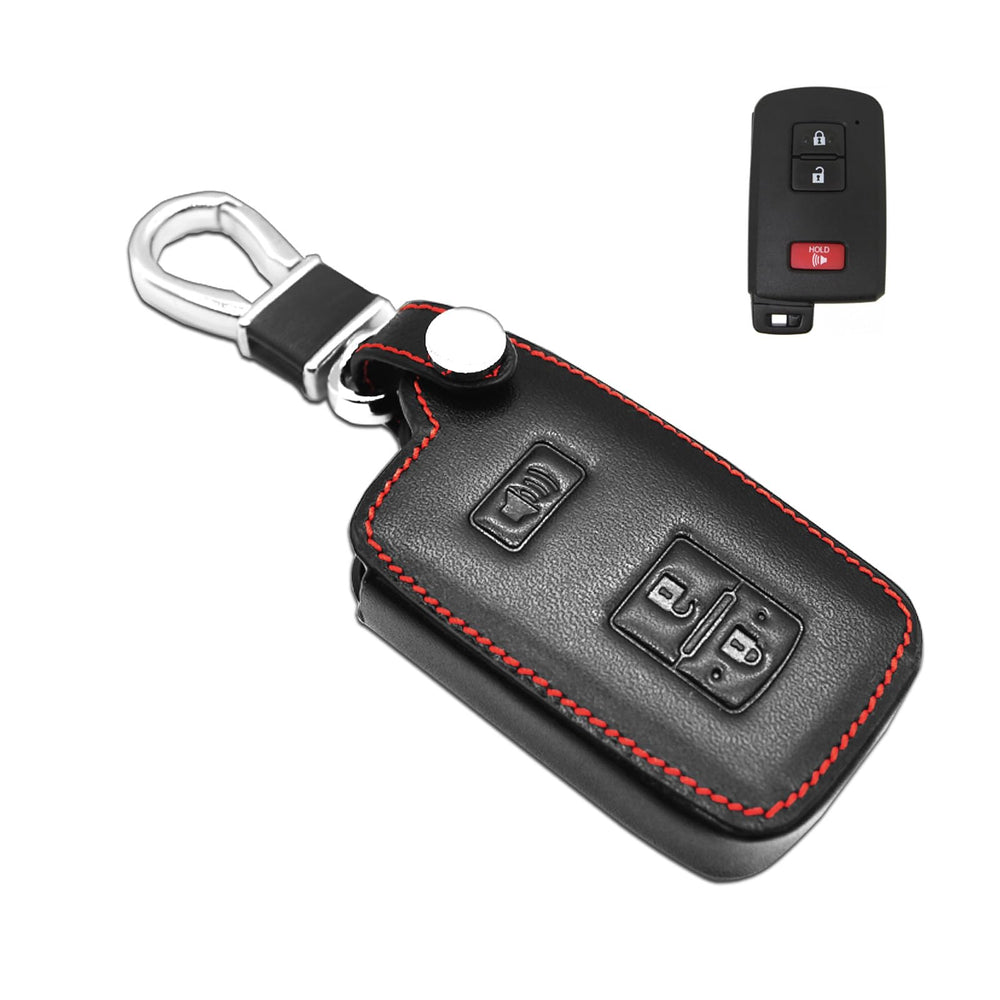 MECHCOS leather key fob cover for Toyota, front view, enhances grip and protection