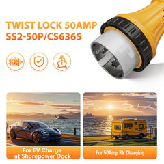 MECMO 14-50R RV/EV receptacle ready for Tesla-style charging