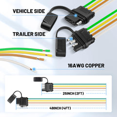MECMO 4-pin trailer harness on trailer side ready for replacement