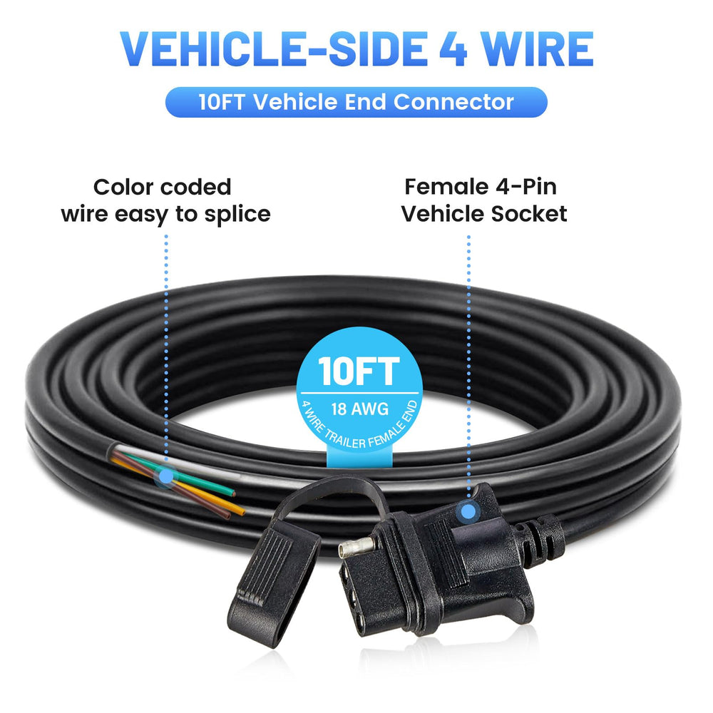 MECMO 4-pin wiring harness with color-coded wires for taillight and brake functions.