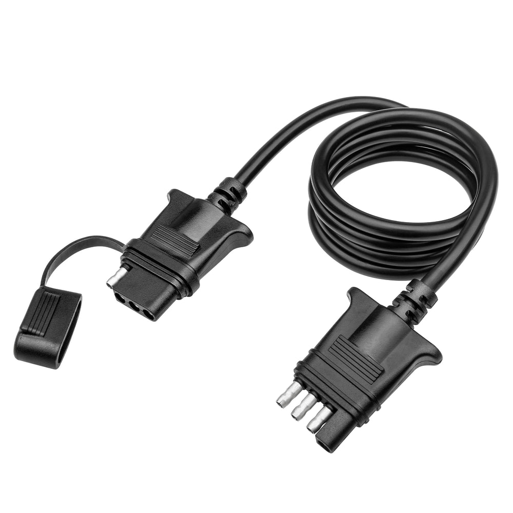 MECMO 4-pin extension with male and female connectors for flexible trailer wiring.