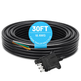 MECMO 4 Way Flat Trailer End Connector with 30ft jacketed cable for versatile trailer wiring