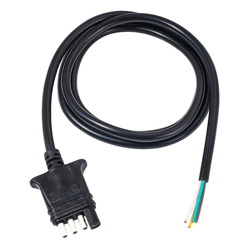 MECMO 4 Way Trailer End Connector close-up, durable weatherproof plug for outdoor trailer wiring.