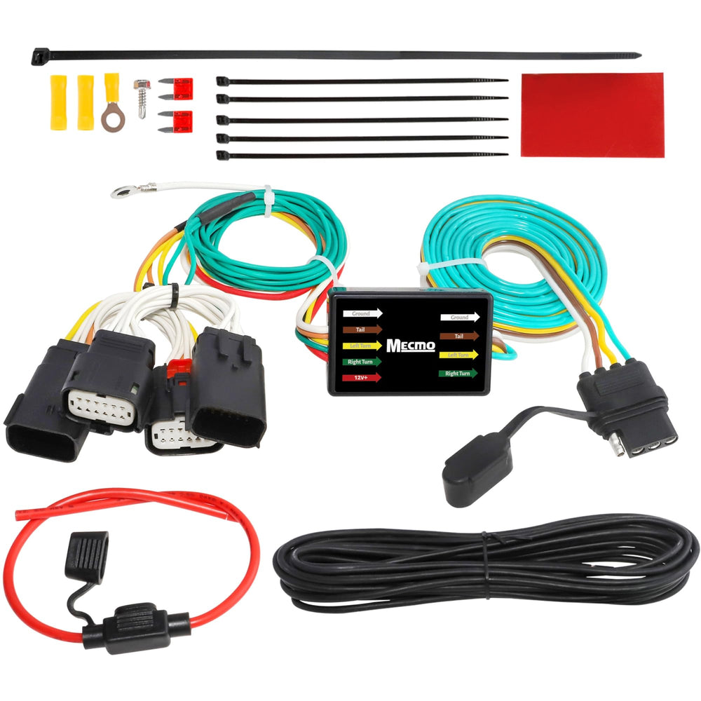 MECMO 56407 installation behind the Jeep Wrangler tail light for quick harness hookup.
