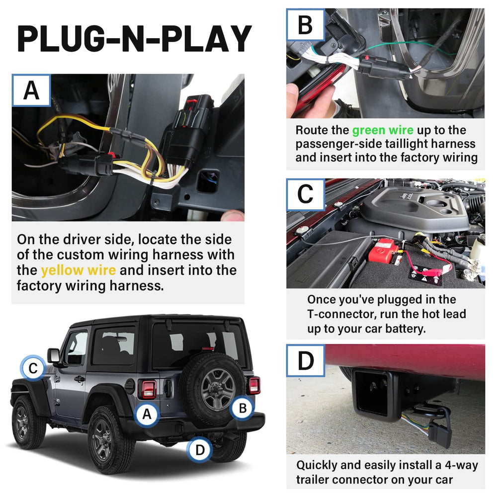 MECMO 56407 plug-and-play harness simplifies installation behind tail lights.
