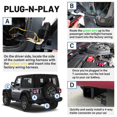 MECMO 56407 plug-and-play harness simplifies installation behind tail lights.