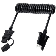 MECMO 7.5ft 4-pin flat trailer extension with a coil for flexible towing.