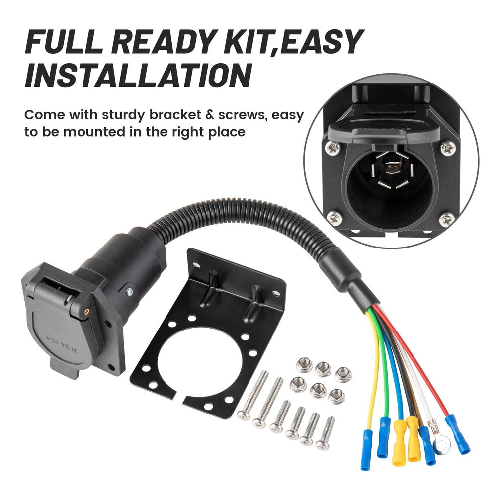 MECMO 7-pin wiring harness for easy, color-coded RV wiring integration.