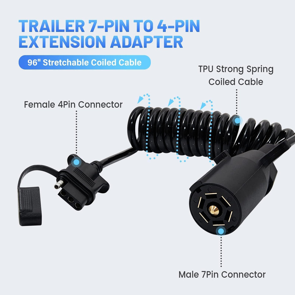 MECMO 7P to 4P trailer plug adapter for quick, plug-and-play conversion.