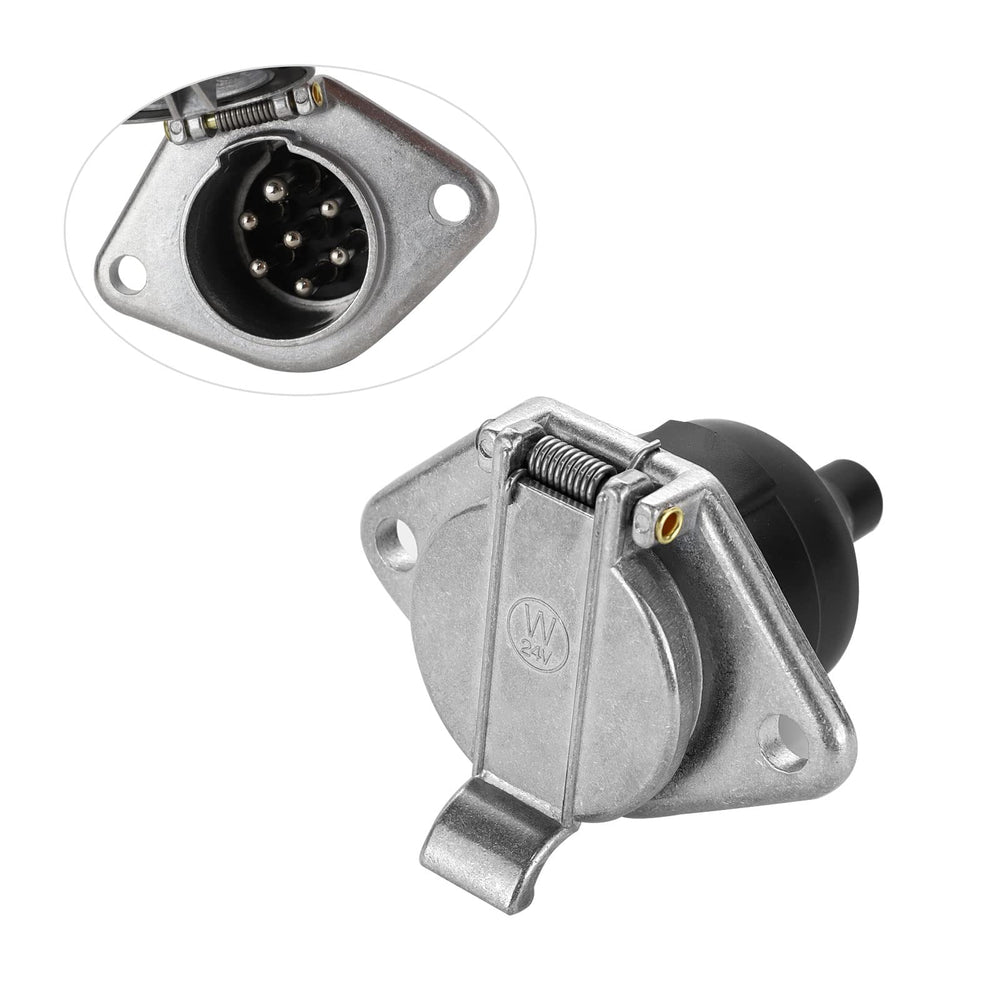 MECMO 7-pin round socket front view for reliable vehicle connections