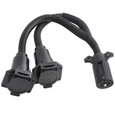 MECMO 7-Pin Y splitter with dual 7-way blades for camper and trailer.