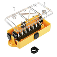 MECMO 7-Way trailer junction box with clear cover for easy wiring observation.