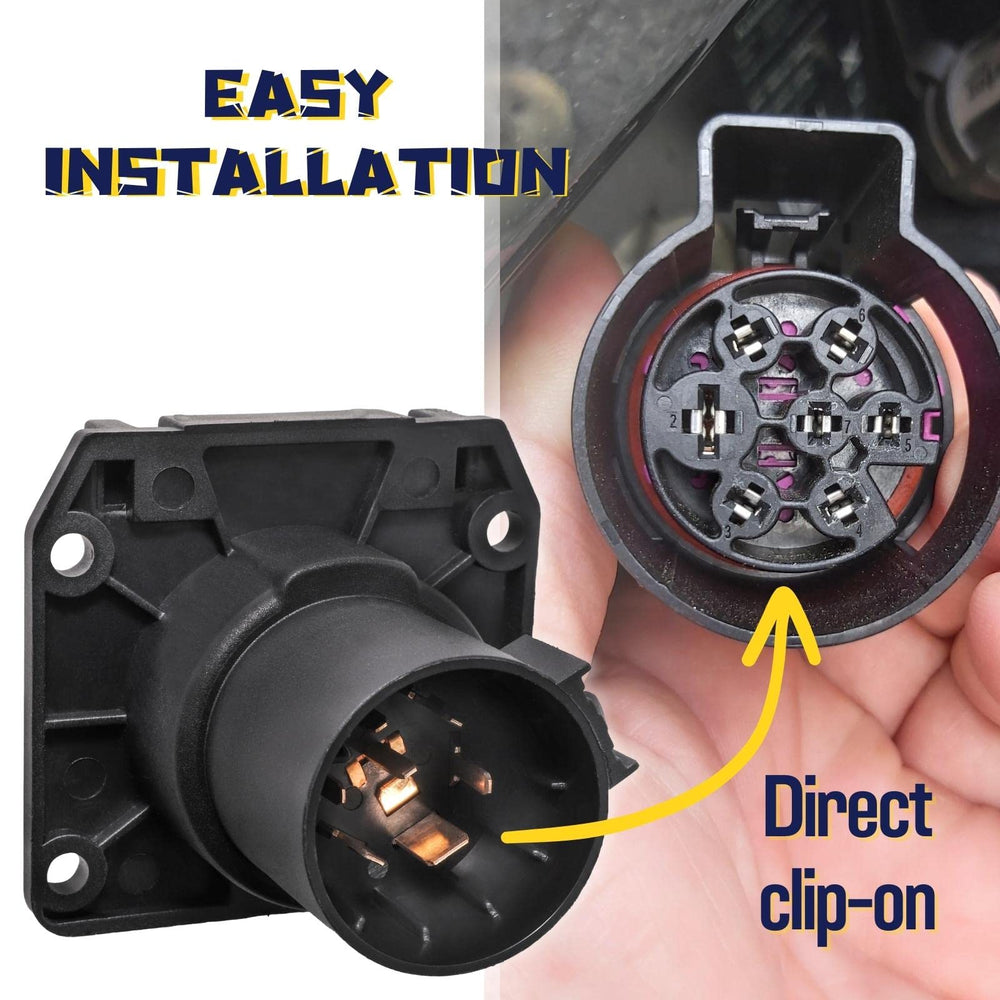 MECMO Bracket-mount 7-prong trailer connector sturdy mounting for towing