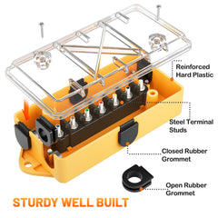 MECMO color-coded 7-pin terminal studs simplify quick connection identification.