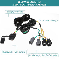 MECMO Jeep TJ installation view demonstrates plug-and-play wiring for trailer lights.