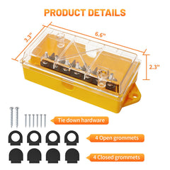 MECMO multiple wire inlets and outlets for flexible trailer wiring.
