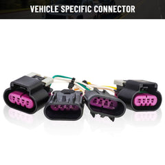 MECMO plug-and-play T-connector supports 4-pole flat trailer wiring for quick setup.
