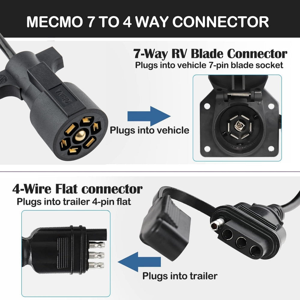 MECMO stretchable 5 ft cable extends reach between vehicle and trailer