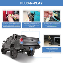 MECMO Toyota tail-light connection ready for safe towing and signaling.