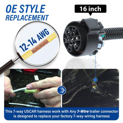 MECMO 7-pin trailer connector with color-coded wiring for easy splicing