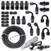 Medoon 8AN PTFE fuel line kit laid out for LS swap EFI applications