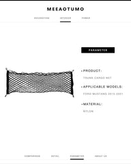 MEEAOTUMO trunk cargo net-gift-for-mustang-owners enhances road-trip readiness.