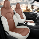 MeeKooMay leather front seat cover for Model Y protects and relaxes during daily drives.