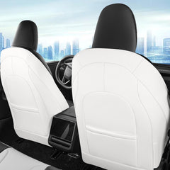MeeKooMay Model 3 front seat base cover with breathable Napa leather texture.