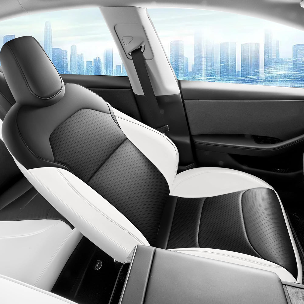 MeeKooMay seat cover close-up shows premium Napa leather texture and waterproof surface.