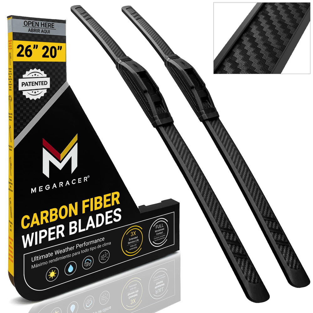 Mega Racer carbon fiber wiper blade 26-inch front view for all-season clarity.