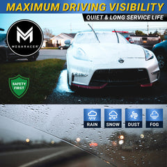 Mega Racer dual-beam with 304ES flexure delivering even pressure across the windshield.