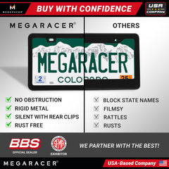 Mega Racer license frame easy-install front and rear mounting