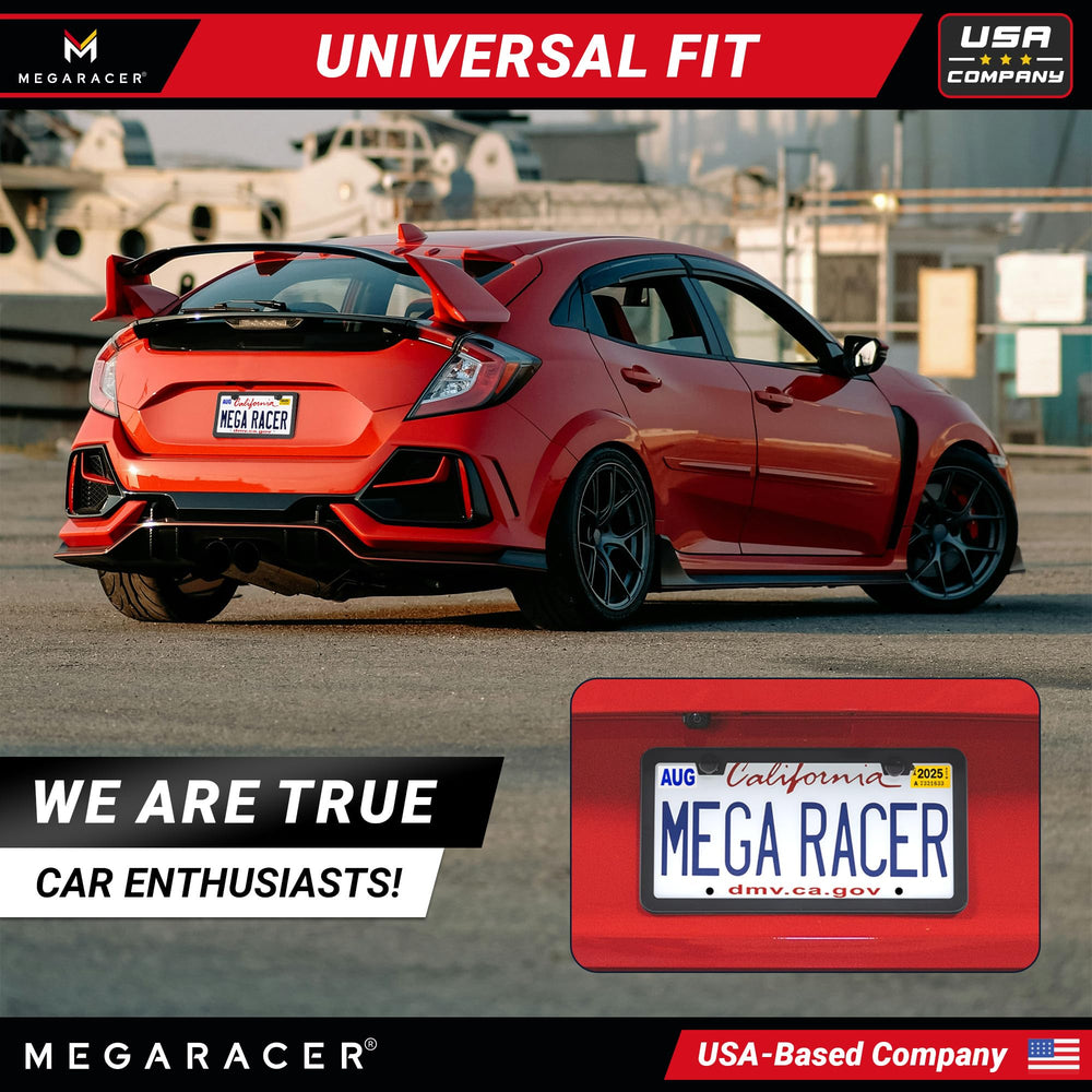 Mega Racer matte black frame front tag holder gloss for premium look