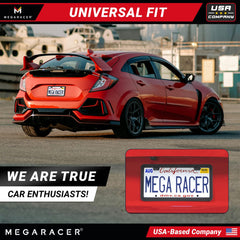 Mega Racer matte black frame front tag holder gloss for premium look