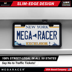Mega Racer matte black frame rear tag holder gloss for complete coverage