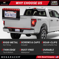 Mega Racer license frame rust-resistant coating protects against corrosion