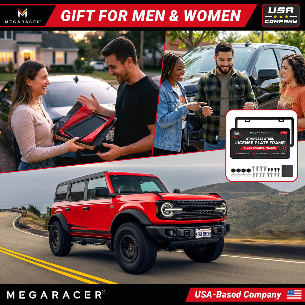 Mega Racer license frame street-legal for US and Canada plates