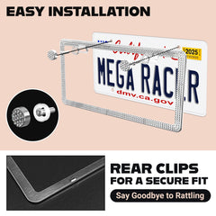 Mega Racer street-legal frame fits US standard plates.