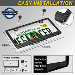 Mega Racer UV-resistant finish on license plate frame enduring sun exposure