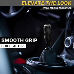 Mega Racer weighted shift knob top view; balanced weight for confident shifts.