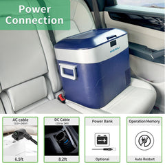 Megiu car refrigerator power cables illustrate flexible power options